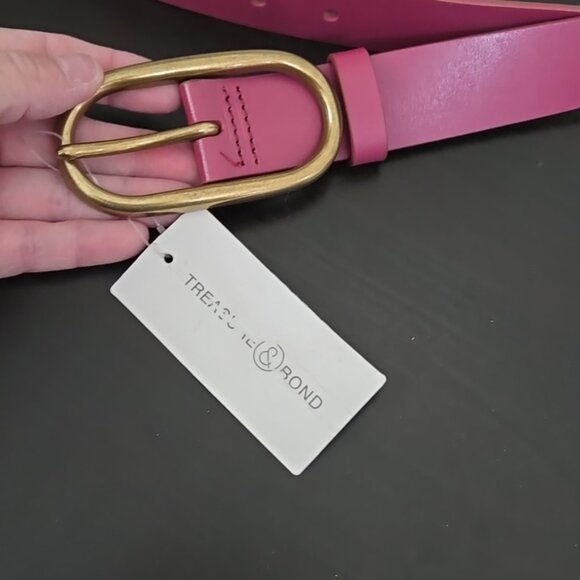 Treasure & Bond Pink and Gold Belt Accessory Richly Dyed Leather Size Small - Picture 4 of 10